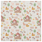 Tissu Animaux de ferme sur jaune pâle (Échantillon)