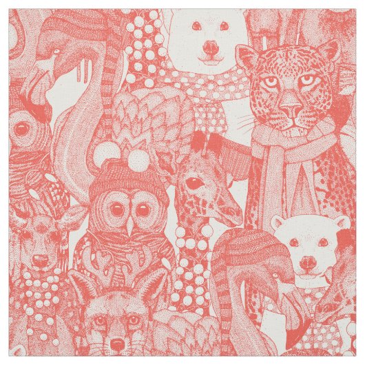 Tissu animaux de fête doux rouge (Échantillon)