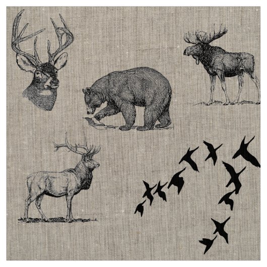 Tissu Animaux de forêt de collection de cabine (Échantillon)