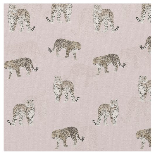Tissu Animaux de la jungle léopard rose moderne (Fermer)