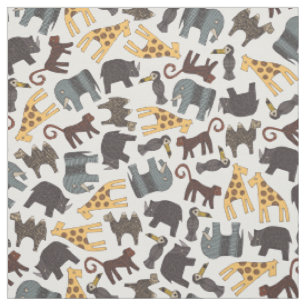 Tissu animaux de la jungle urbaine fossé blanc