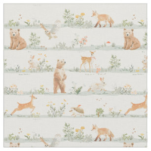 Tissu Animaux des bois minimalistes douce nature sauvage