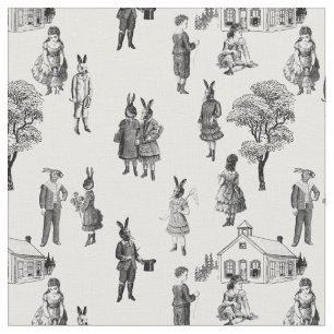 Tissu animaux victoriens antiques enfants toile blanche