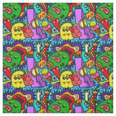 Tissu Anime design doodles faces smiles (Échantillon)