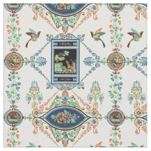 Tissu Antique Victorian Era Aesop's Fable Motif Print