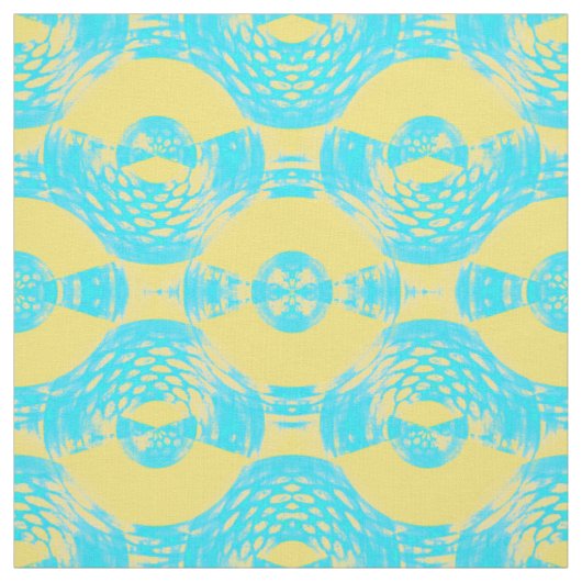 Tissu Aqua Abstrait et Jaune (Échantillon)