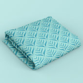 Tissu Aqua Blue Algues et Perles