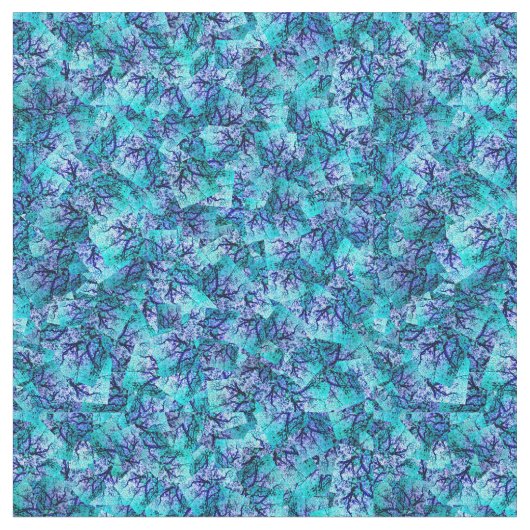Tissu Aqua Blue Jacaranda Tree Abstract Design, (Fermer)