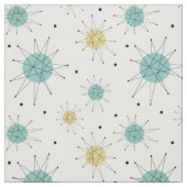 Tissu Aqua Blue Jaune Starburst franciscain Mi-siècle (Échantillon)