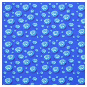 Tissu Aqua Blue Lawn Bowls Huile Paint Motif,