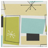 Tissu Aqua Blue Yellow Rectangs Motif du milieu du siècl (Fermer)