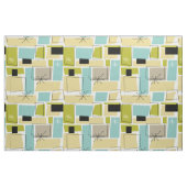 Tissu Aqua Blue Yellow Rectangs Motif du milieu du siècl (Fat Quarter)
