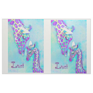 Tissu Aqua et dessus pourpre d'édredon de girafe