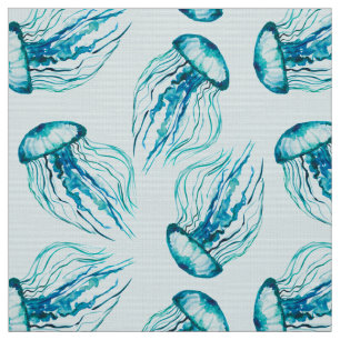Tissu Aqua Jellyfish Motif aquarelle