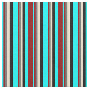 Tissu Aqua, rouge foncé, gris foncé, bronzé et noir