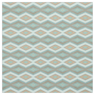 Tissu Aqua Turquoise Bleu Vert Marron Carrés Tribaux