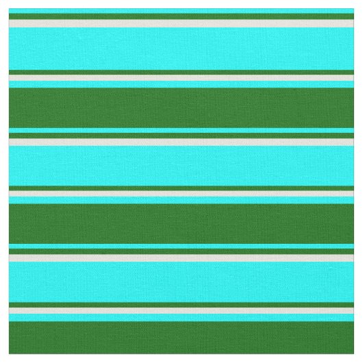 Tissu Aqua, Vert foncé et rayures beiges (Fermer)