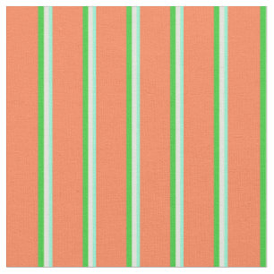 Tissu Aquamarine, Beige, Lime Green & Coral Motif