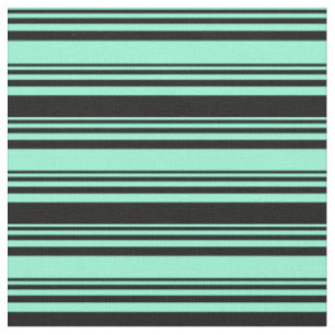 Tissu Aquamarine et Motif à rayures de couleur noire