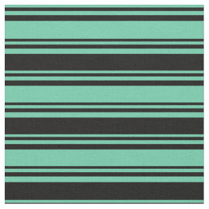 Tissu Aquamarine et Motif à rayures noires