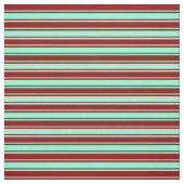 Tissu Aquamarine et rayures rouges foncées (Échantillon)