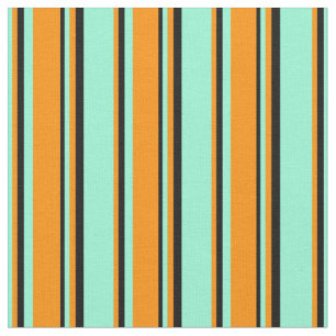 Tissu Aquamarine, Orange foncé et bandes noires
