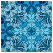 Tissu Aquarelle Abstraite Floral Denim Blue (Fermer)