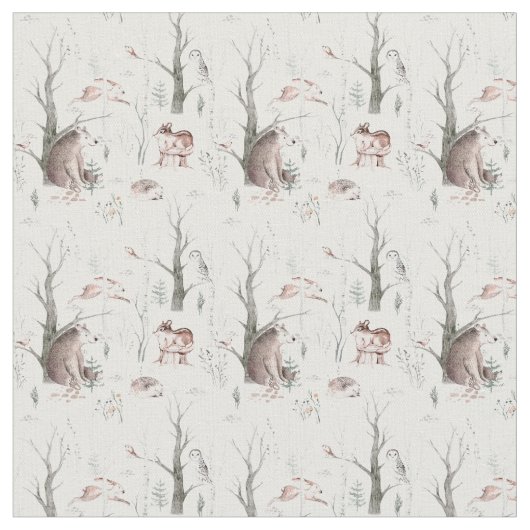 Tissu Aquarelle Animaux forestiers (Fermer)