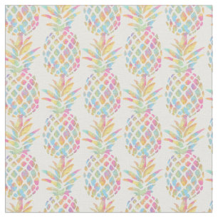 Tissu Aquarelle Arc-en-ciel Tropicale Ananas
