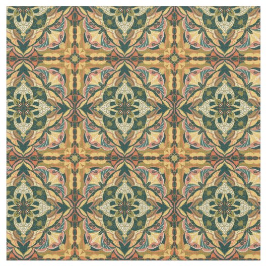 Tissu Aquarelle Azulejo Tile espagnole (Fermer)