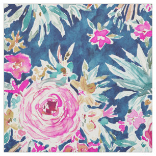 Tissu Aquarelle bleu rose déFLORABLE