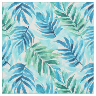 Tissu Aquarelle Bleu & Vert Palm Frances