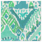 Tissu Aquarelle chic TRIBALE de Boho Ikat de TEMPLE vert (Fermer)