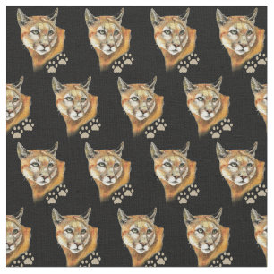 Tissu Aquarelle Cougar Tracks Wild Animal Nature Art