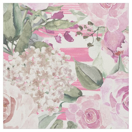 Tissu Aquarelle couleur vert pastel vert floral (Fermer)