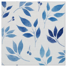 Aquarelle Cyan-Bleu feuille poplin-polyester-
