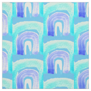Tissu Aquarelle d'amour bleu arc-en-ciel