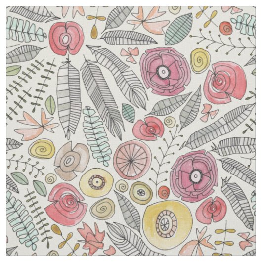 Tissu aquarelle de fleur de plumes (Échantillon)