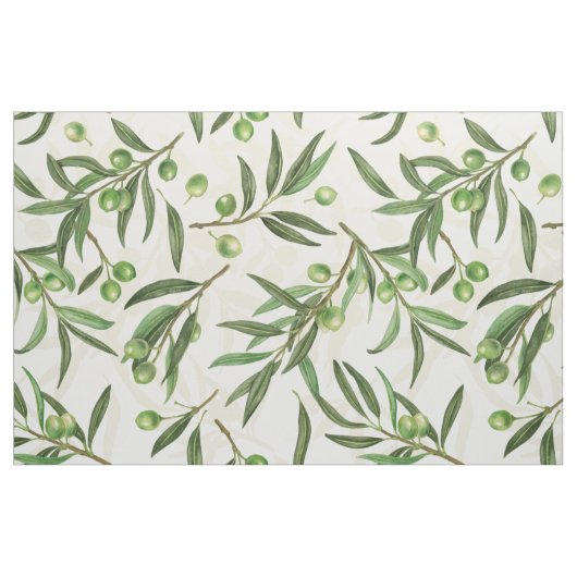 Tissu Aquarelle des branches d'olive (Fat Quarter)