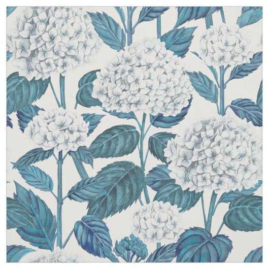 Tissu Aquarelle d'hydrangée blanche (Échantillon)
