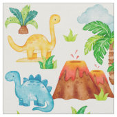 Tissu Aquarelle Dinosaur Volcano Palm Tree Enfants bébé (Fermer)