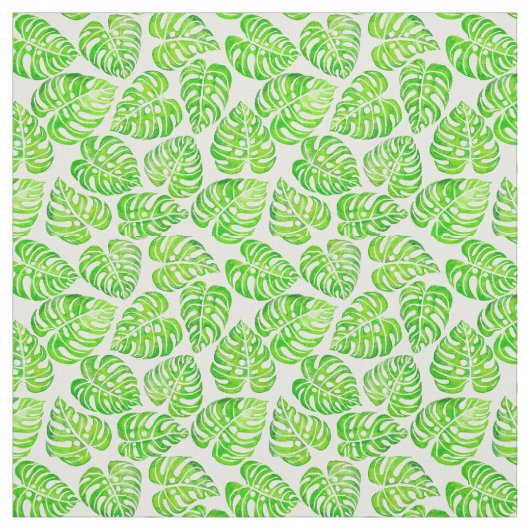 Tissu Aquarelle feuille Monstera (Échantillon)