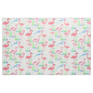 Tissu Aquarelle Flamants roses roses