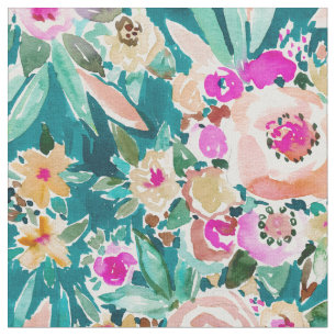 Tissu Aquarelle florale colorée tropicale de BONNE VIE