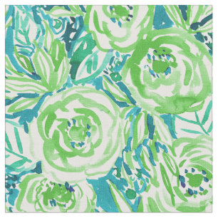 Tissu Aquarelle florale de Boho d'Aqua vert de PHUNKY