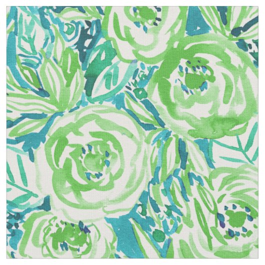 Tissu Aquarelle florale de Boho d'Aqua vert de PHUNKY (Fermer)
