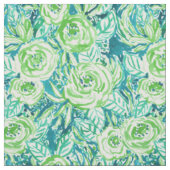 Tissu Aquarelle florale de Boho d'Aqua vert de PHUNKY (Échantillon)