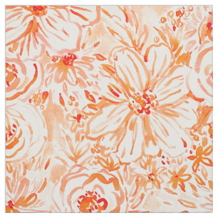 Tissu Aquarelle florale de corail audacieuse de GRAND