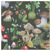 Tissu Aquarelle Forêt Champignons Verdure Berry Motif (Échantillon)