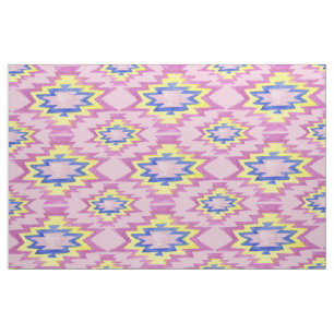 Tissu Aquarelle géométrique Boho Yellow Rose Motif